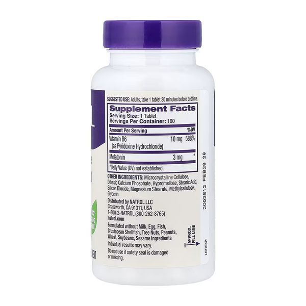 Melatonin 3mg - 100 tabs 2023-10-6233 фото