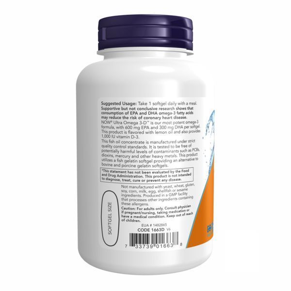 Ultra Omega 3-D&trade; Fish Oil - 180 Fish Softgels 2022-10-0410 фото
